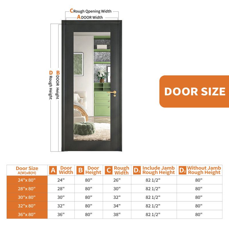 Portes noires à noyau standard pré-finies avec dalle de porte standard noire 1 Lite (sans poignée ni cadre) 24 po x 80 po H