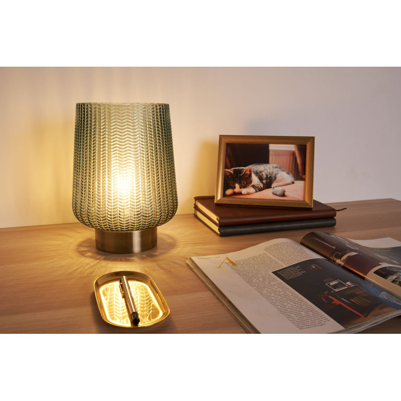26 Cm Gunhild Table Lamp, Green Gold/Blue