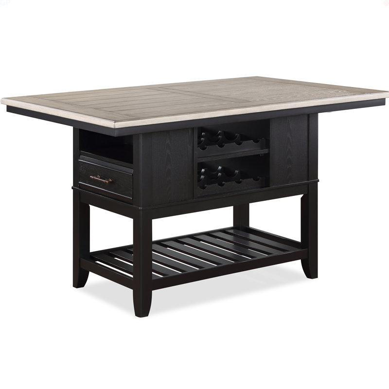 Table à hauteur de comptoir avec tiroirs de rangement, Gris brun