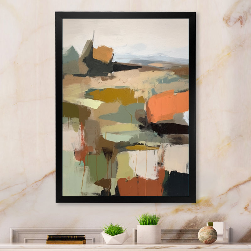 «Green and Beige Transcendant Reality III», reproduction d'art sur toile, H 32 po x l 24 po x P 1 po, Cadre photo noir