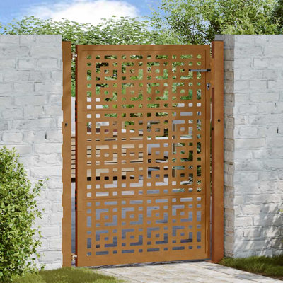 vidaXL Garden Gate 105x155 cm Weathering Steel Cross Design