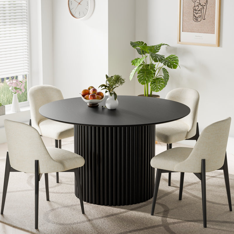 Ensemble de table ronde et chaises, Noir, H 30 po x L 46 po x l 46 po