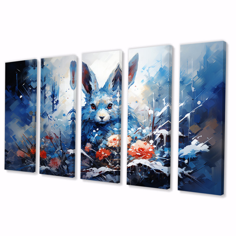 «Blue Rabbit Winter Solitude 5 pièce», 5 pièces, H 28 po x l 60 po