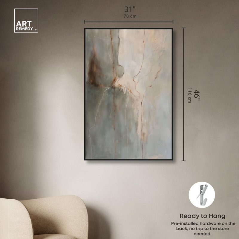 Toile «Fiery Traces II» par Art Remedy, Cadre noir, H 46 po x l 31 po