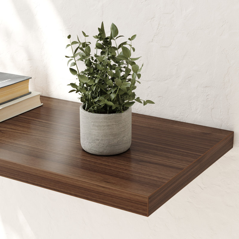  12 Inch Deep Floating Shelf, 30 x12 Inch Large Wall Mounted Shelf for Kitchen, Bathroom, Living Room, Walnut (2 Pack)