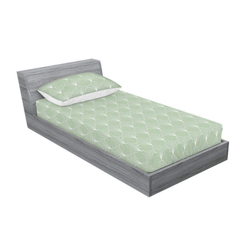  Ensemble de draps en microfibre géométrique, Ensemble de draps pour lit simple TG avec 1 taie d, Vert pâle