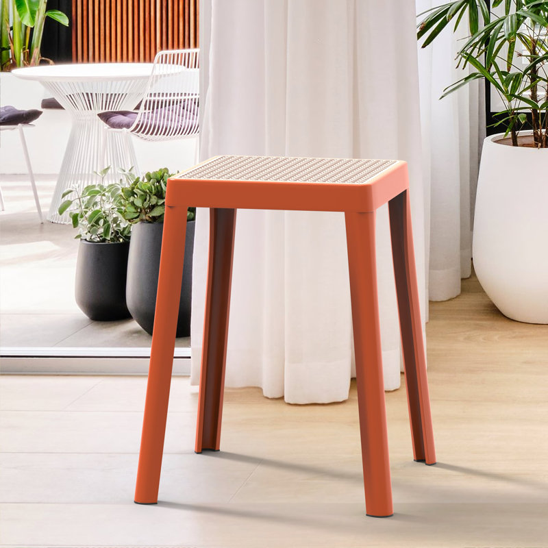 Tabouret carré en plastique empilable Dantoni, Orange