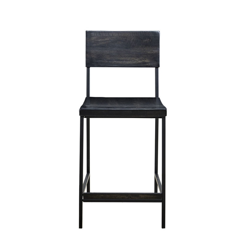 Tabouret de comptoir 24 po, métal noir / bois, aucune différence de coussin, capacité de poids de 300 lb, modèle Synergy métal / bois requis pour l'assemblage, coussin de charge de 300 lb,