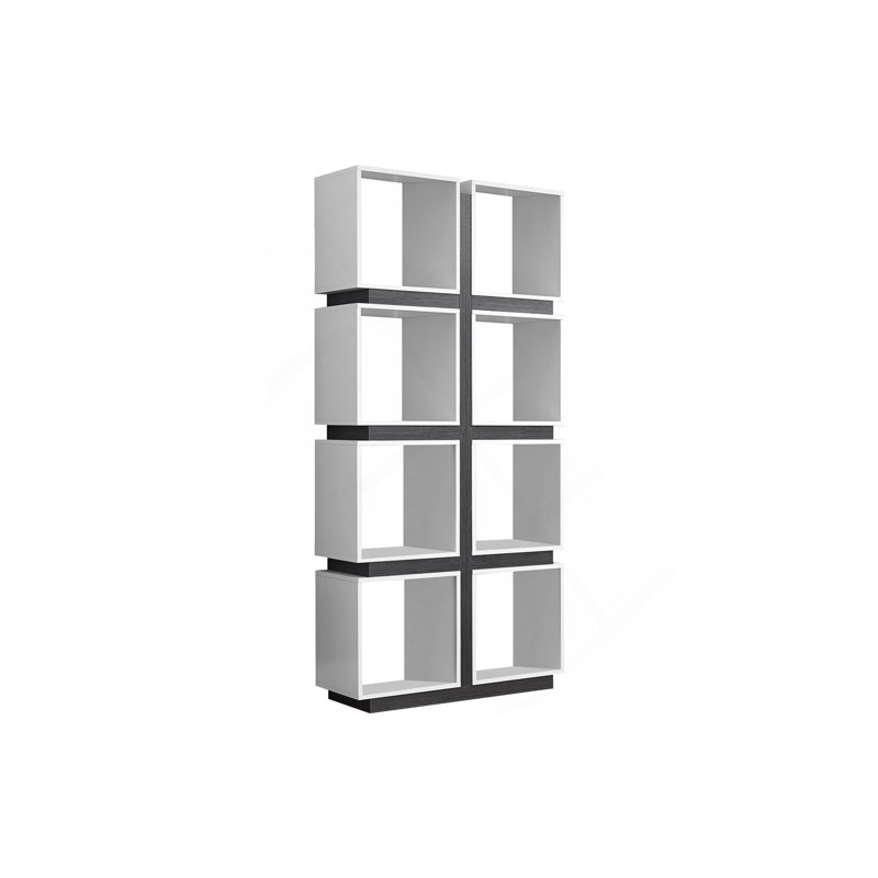 Bibliothèque, bibliothèque, étagère, 5 niveaux, H 71 po, bureau, chambre à coucher, stratifié gris et blanc, contemporain, moderne