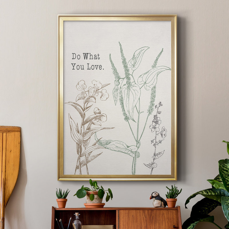 «Do What You Love», reproduction encadrée de qualité supérieure - prête à être accrochée, Or, H 42,5 po x l 30,5 po x P 1 po