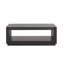 Table basse rectangulaire de style contemporain avec socle et tablette inférieure ouverte au fini noir