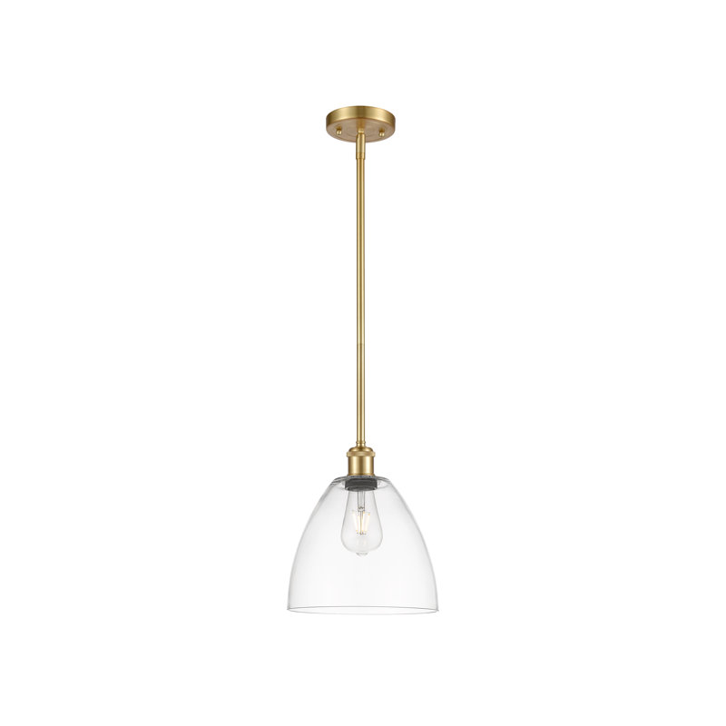Luminaire suspendu en forme de globe à 1 lumière Alonta, Transparent, H 44,25 po x l 9 po x P 9 po, Or satiné