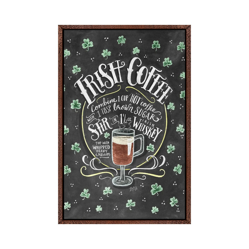 Irish Coffee Recipe by Lily & Val - Print on Canvas, 66.04 cm H x 45.72 cm W, Brown Framed Canvas
