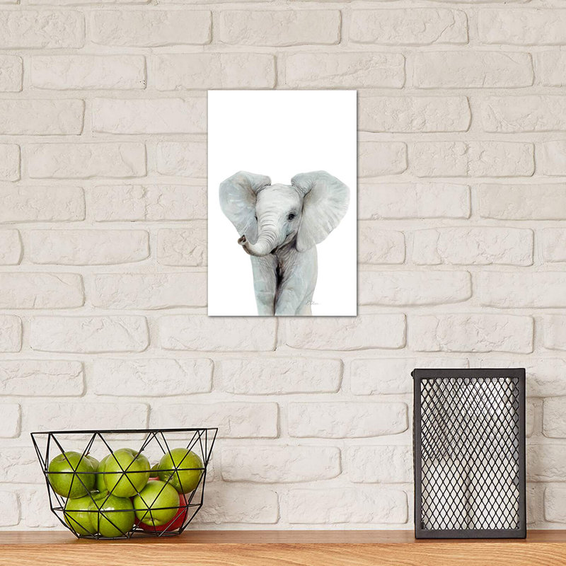 Baby Elephant 1 Piece Wrapped Canvas Painting, 20.32 cm H x 30.48 cm W
