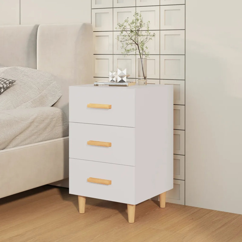 Westbury 40cm W Bedside Table, White/Natural