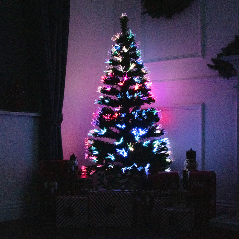 Lighted Artificial Pine Christmas Tree, 4.92ft H x 2.3ft W x 2.3ft D
