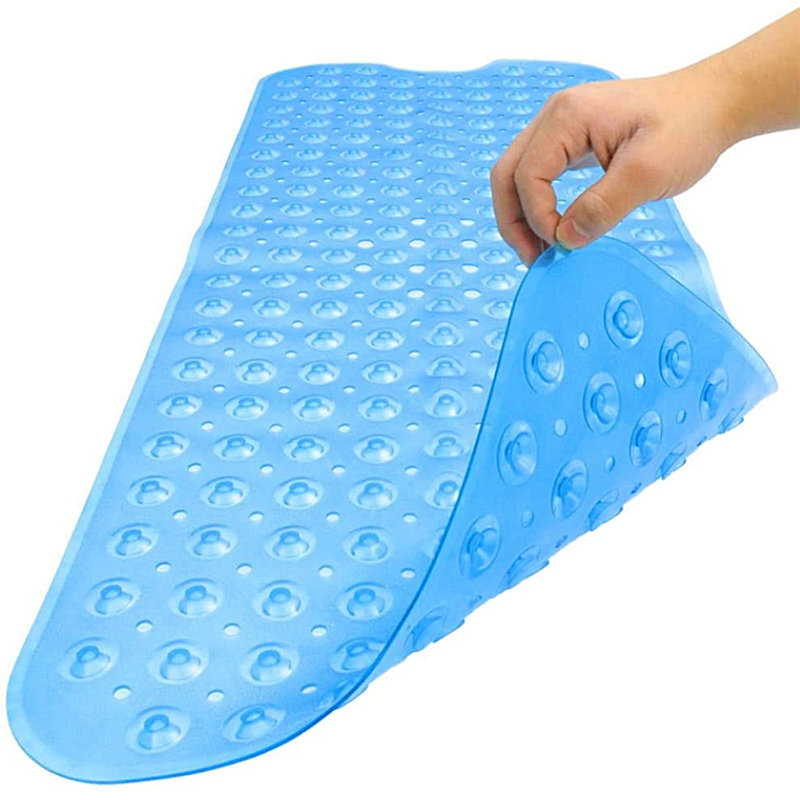 Amere Nonslip Rectangle Cup style Shower Bathtub Mat, 40cm W x 100cm L, Light Blue