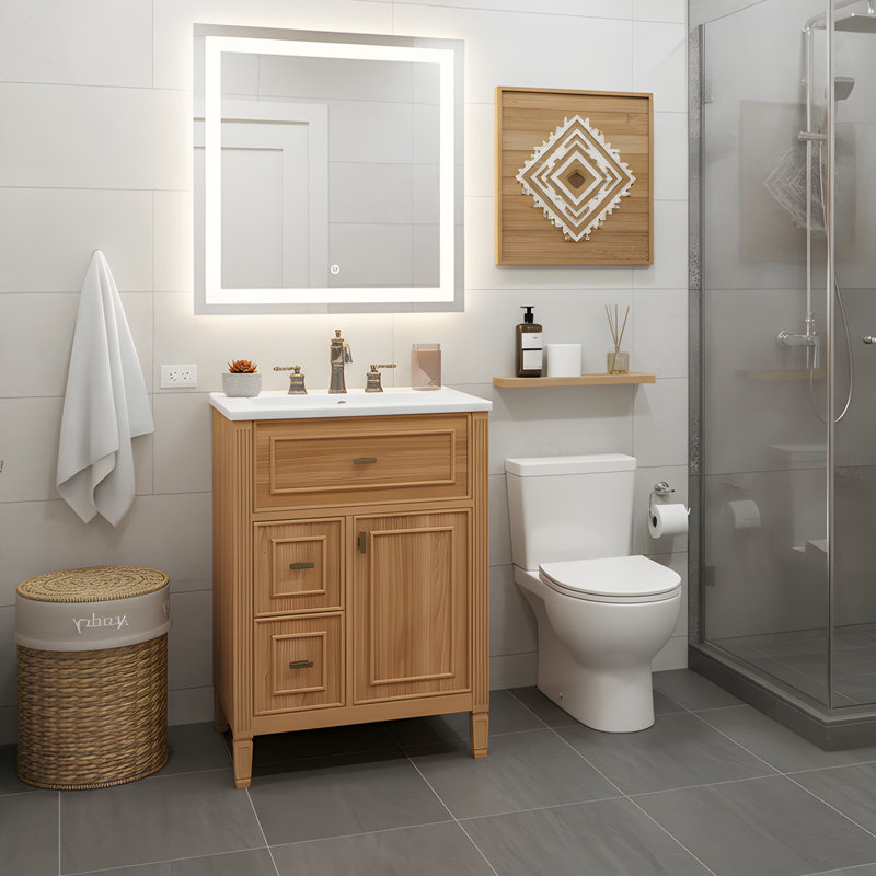 24" Bathroom Vanity Cabinet With Sink, Wood
