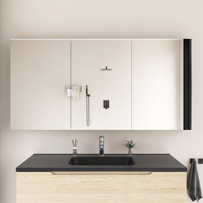 Rectangular Medicine Cabinet With Mirror, 30" H x 60" W x 4.81" D