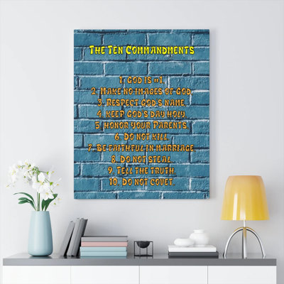 10 commandements pour enfants mur de briques, reproduction d'art mural prête à être accrochée