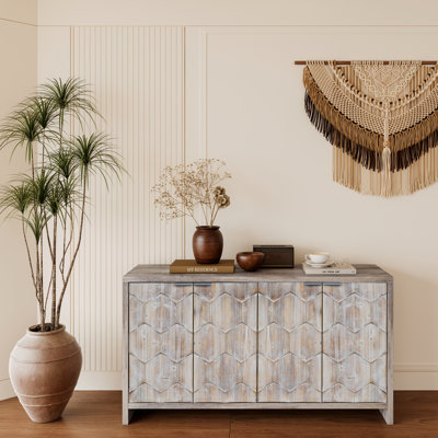 Accent Cabinet Farmhouse Style 4 Door Wooden Cabinet Sideboard Buffet Server Cabinet Storage Cabinet, For Living Room, Entryway, Hallway, Office, Kitc by YOPENG