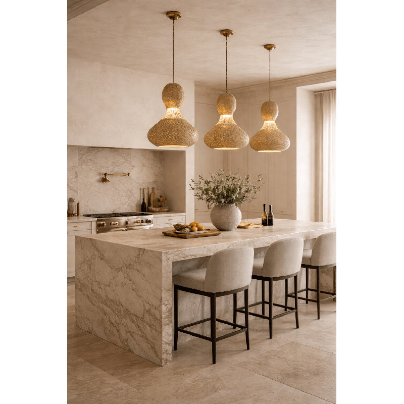 Luminaire suspendu en rotin naturel 22 po Hoguet Twist, Natural, Natural