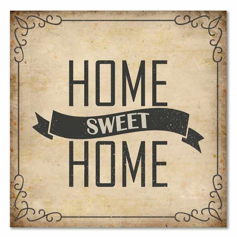 Home Sweet Home" - Typografie-Druck auf Leinwand