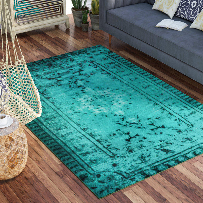 Tapis turquoise Bunn, Rectangle 5 pi 5 po x 8 pi 2 po