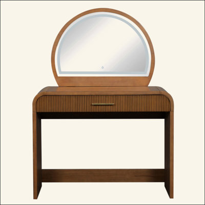 Makeup Vanity Table with Mirror Touch Screen Lighted Mirror, Dressing Table with Drawer for Bedroom