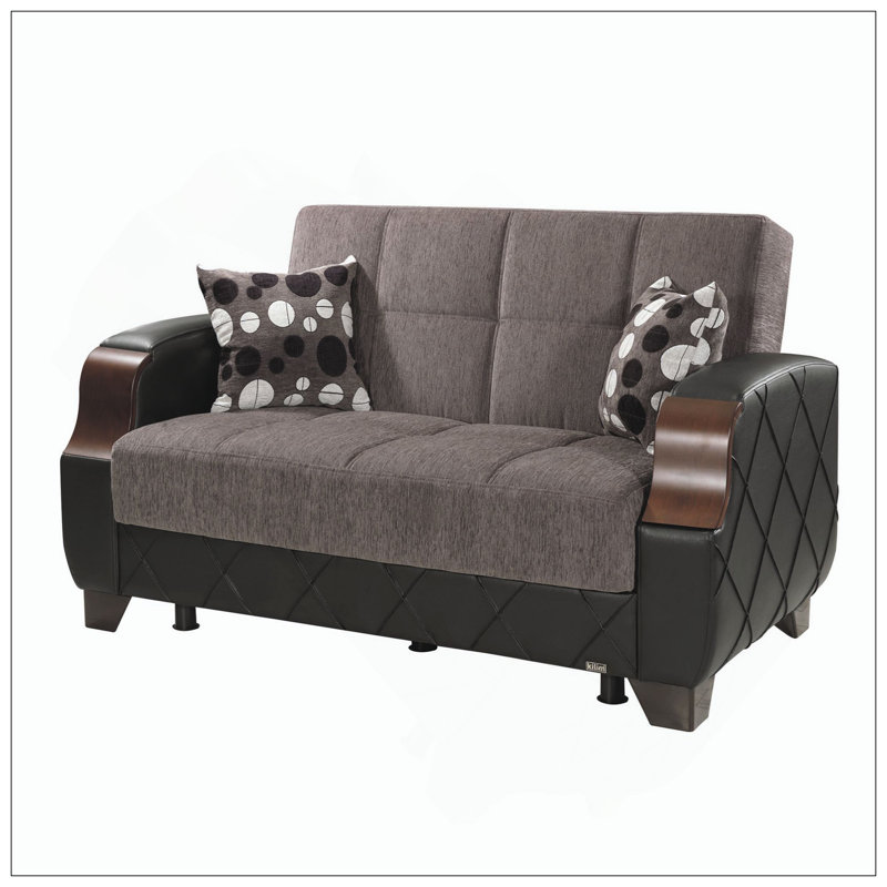 Causeuse convertible rembourrée avec rangement, Grey Chenille
