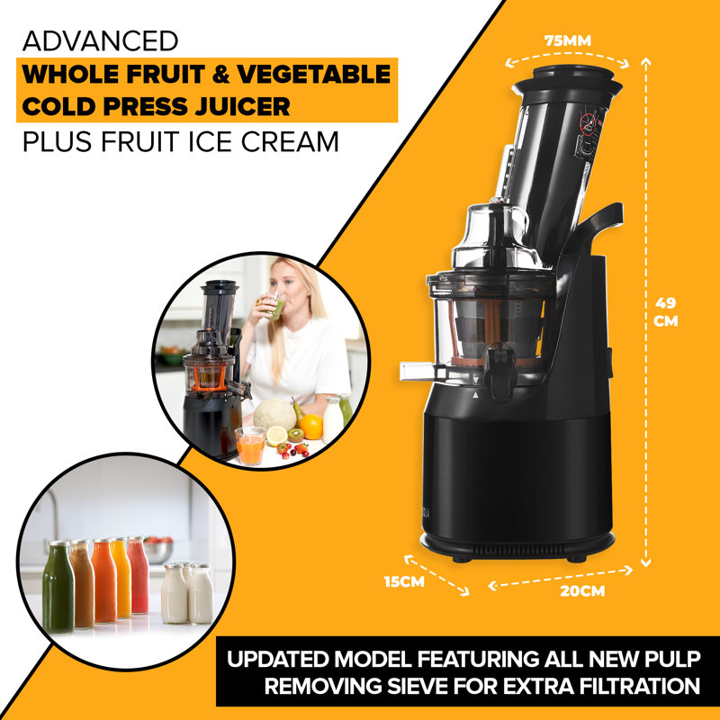 Fridja f1900 Whole Fruit Juicer - Powerful Cold Press Masticating Juicer for Fruits, Vegetables & Greens, Easy to Clean
