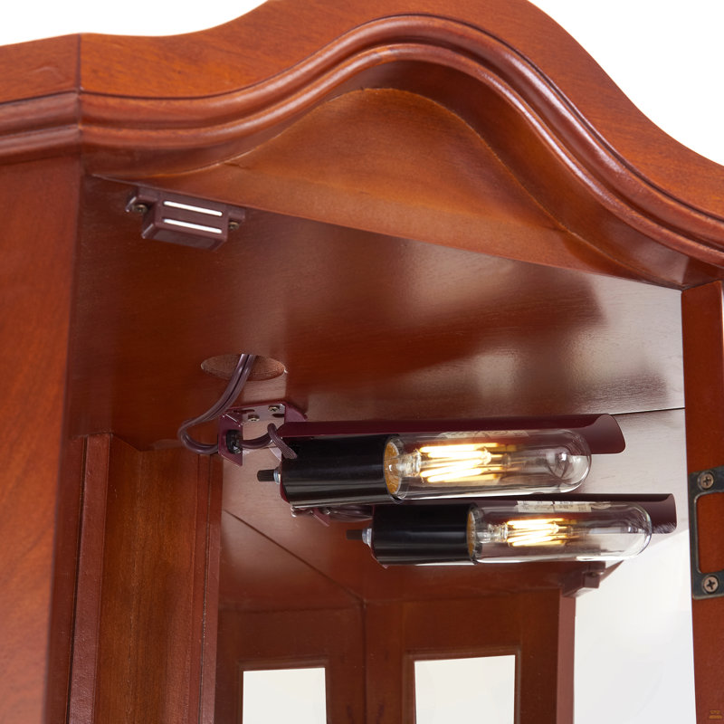 Corner Cabinet With Lights, Adjustable Tempered Glass Shelves