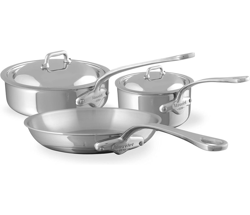 Mauviel 5-Ply Stainless Steel and Copper 5-Piece Cookware Set
