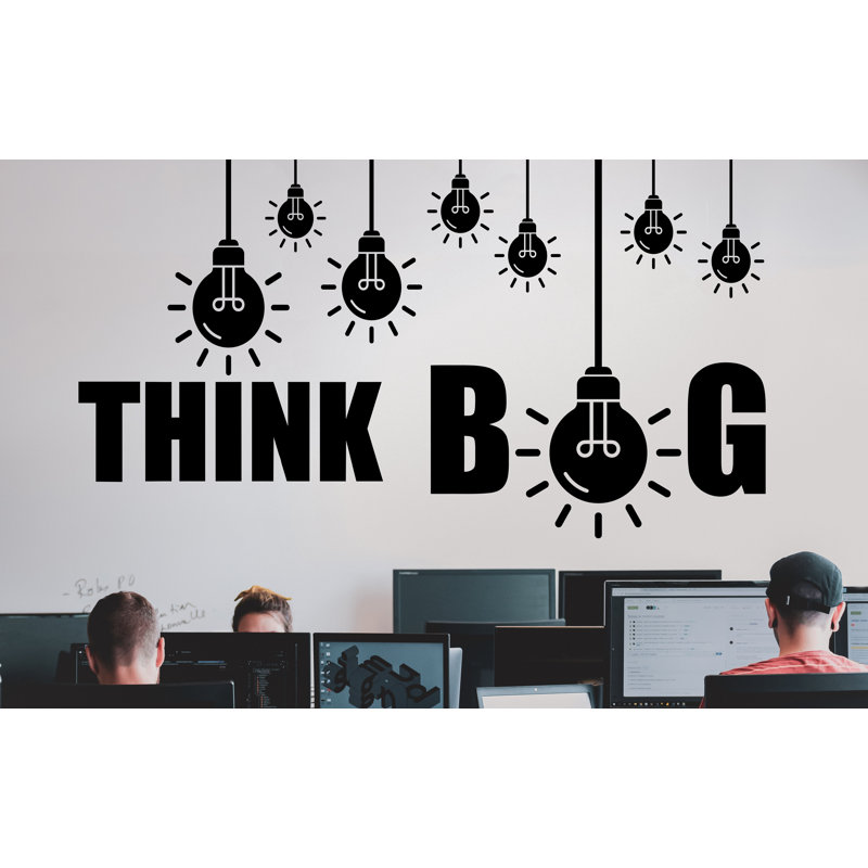 «Think Big Idea Lightbulb»: Motif inspirant, autocollant décoratif pour le bureau, Bourgogne, H 24 po x l 14 po