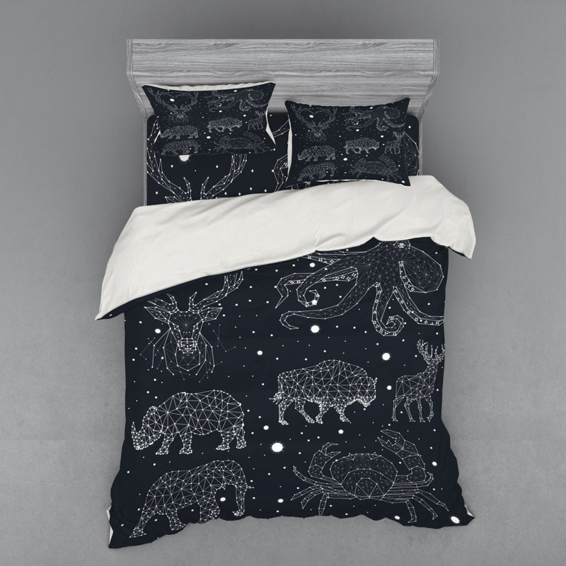Ensemble de housse de couette en microfibre bleu foncé / blanc, Housse de couette grand + 3 pièces supplémentair