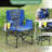 Oversized Camping Director Chair with Side Table - Heavy Duty Portable Folding Outdoor Camp Chair with Pocket for Beach, Fishing, Picnic - Blue/Grey (2 Pack)