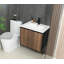 Meuble-lavabo mural avec lavabo en céramique et porte-serviettes noir