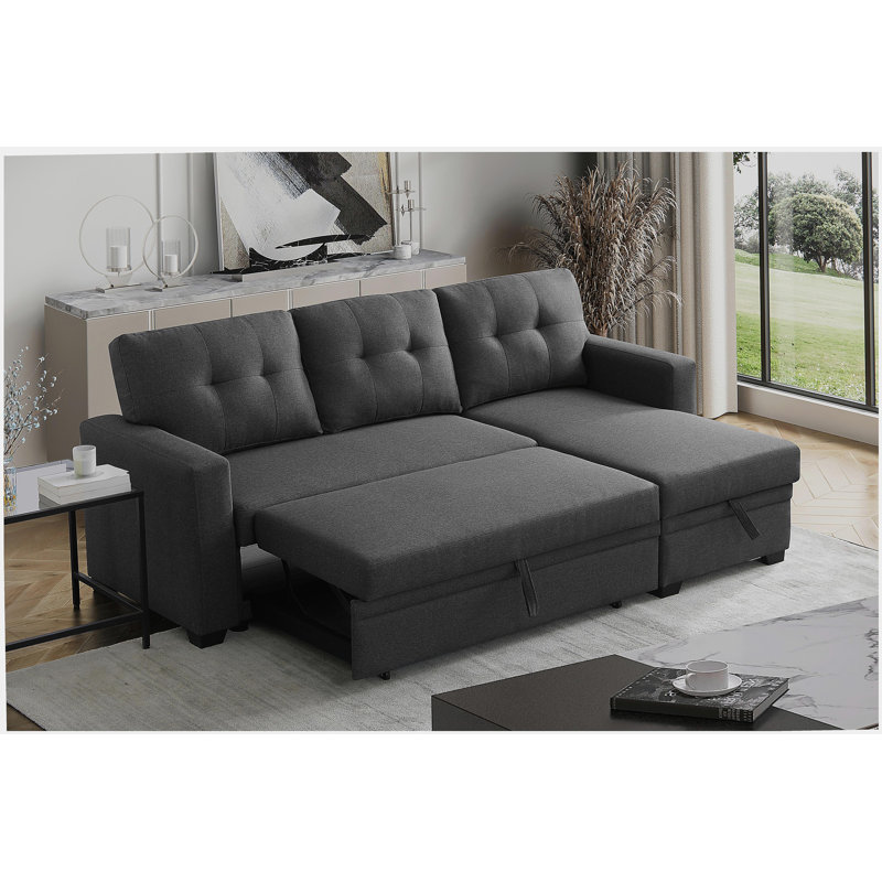 Canapé modulaire convertible rembourré avec méridienne coulissante