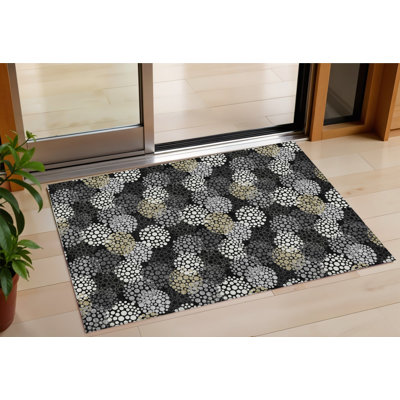 Tapis intérieur lavable à pois 3 pi x 5 pi noir et ivoire