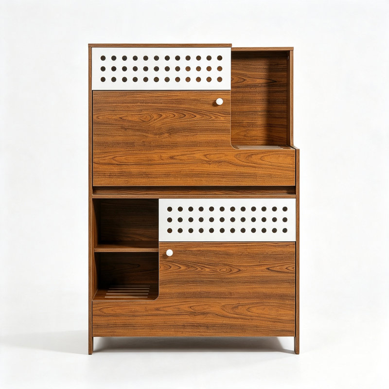 Table d'appoint cachée pour litière avec rangement, Brun