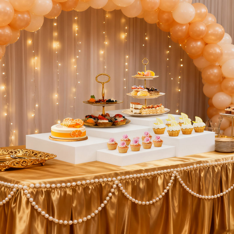 Présentoirs 5PCS avec risers à fond creux pour table buffet