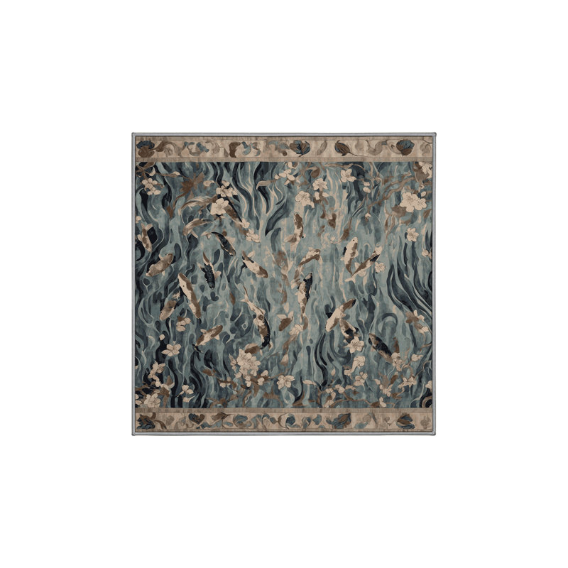 Tapis gris lavable à la machine, Carré 8 pi