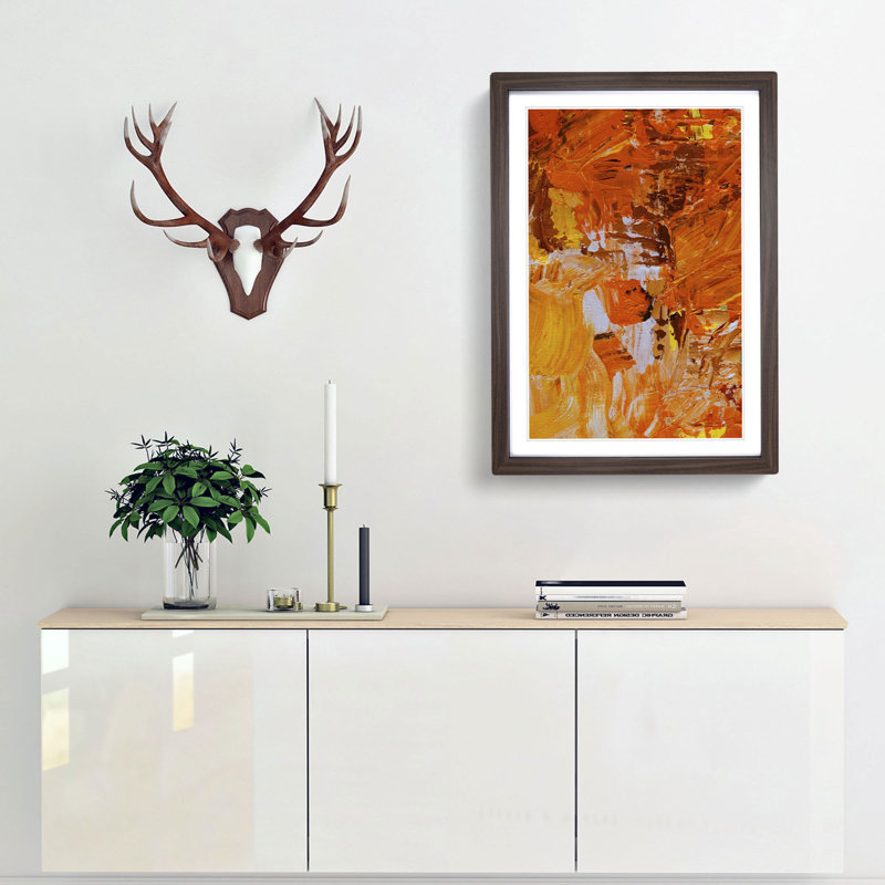 Abstract Art Painting Vol.417 by S.Johnson - Picture Frame Painting Print, 65cm H x 48cm W x 2cm D, Walnut Framed