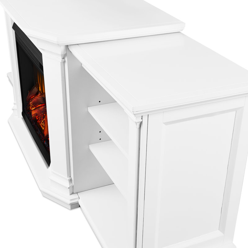 Valmont 74'' TV Stand with Fireplace, White