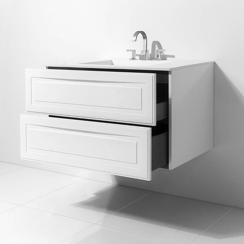 Alma 36.25" Wall Mounted Single Bathroom Vanity with Top, Bianca
