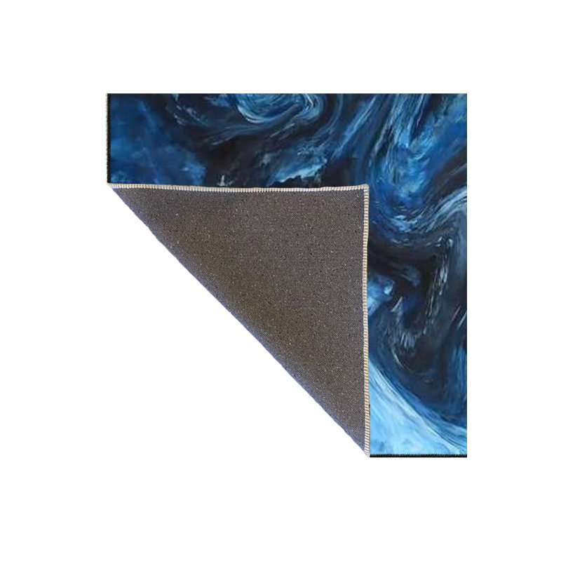 Tapis bleu tissé lavable à la machine, Sous-tapis rectangulaire de 3 pi 3 po x 4 pi 11 po
