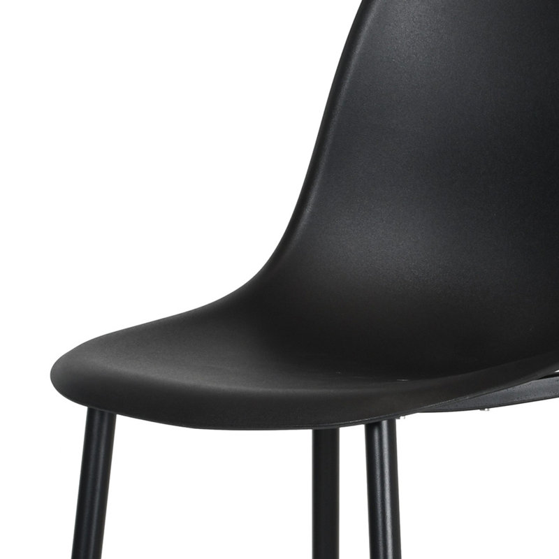 Aspen 5-Piece Casual Dining Set - Spacious Round Table & 4 Curved Plastic Chairs, Black, Beige