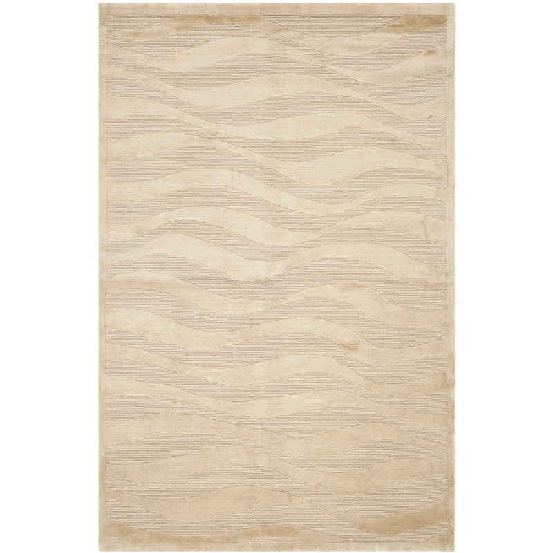 Tibetan-Inspired Gray Geometric Hand-Knotted Wool Rug 4' x 6'