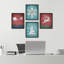 «Red and Teal Winter Christmas Tree Snowflakes», impression encadrée sur papier, 4 pièces-97770757-97770753