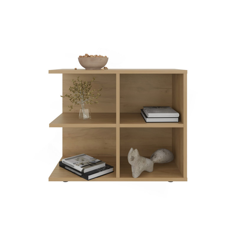 Side Table With Open Storage And 4 Shelves